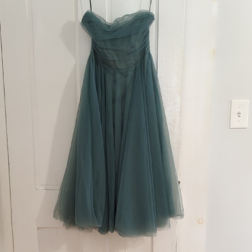 Green Strapless Sweetheart Sundress for Prom